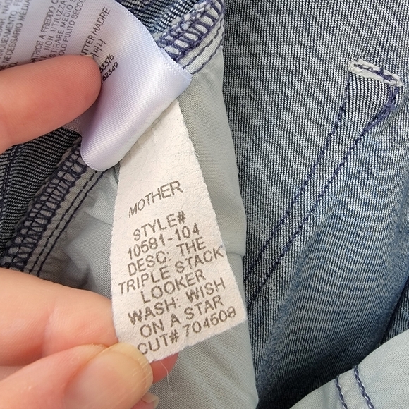Mother Triple Stack Looker Wish on a Star Jeans Size 31 Blue High Waist Tie - Picture 15 of 16